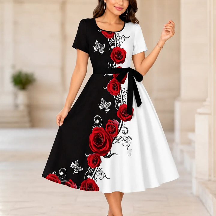 Marveline – Paisley A-Line Midi Dress with Tie Waist