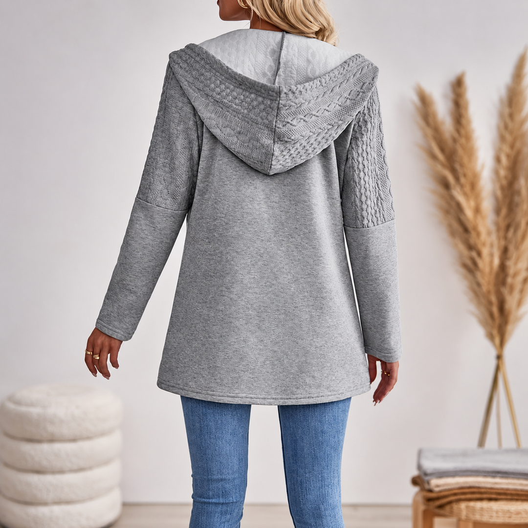 Wearbella – Cable-Knit Longline Zip-Up Hoodie