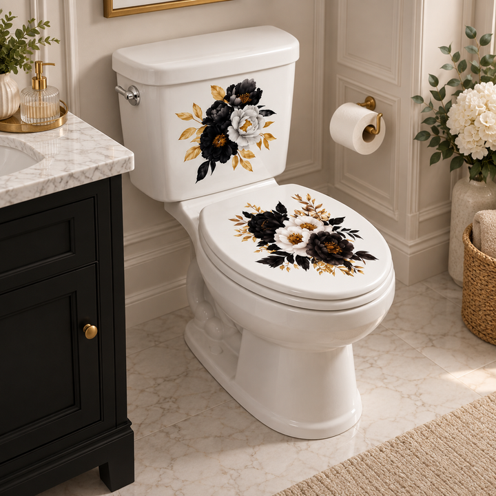 Pearlflora – Layered Floral PVC Toilet Decal Set