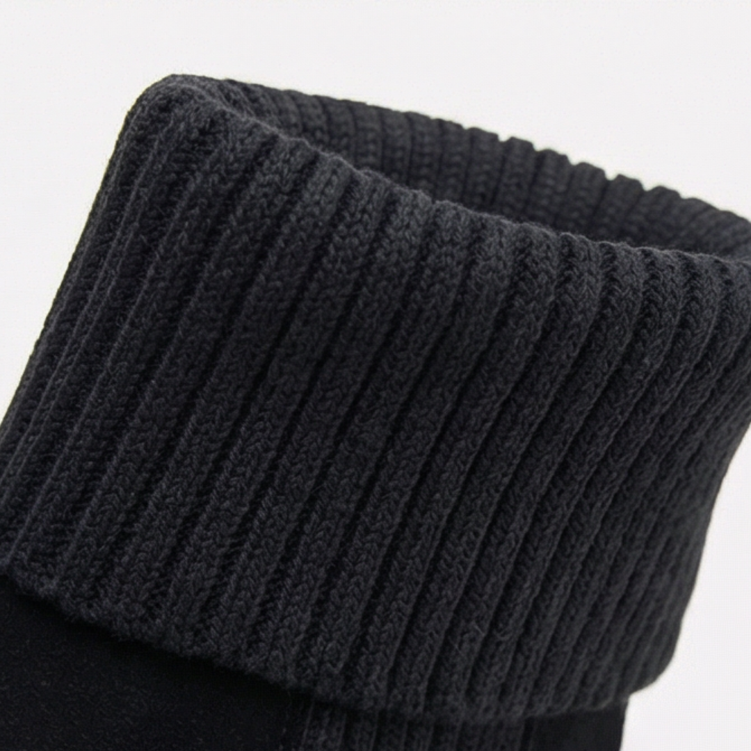 Cozella™ – Knit Cuff Suede Ankle Booties