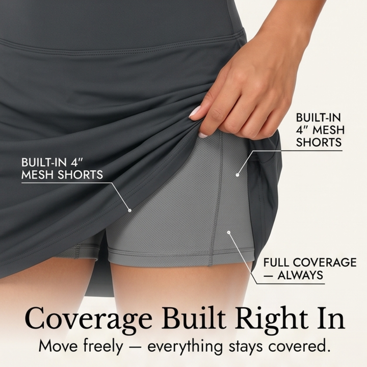Moteepi™ – Knee-Length Skort with Built-In Shorts