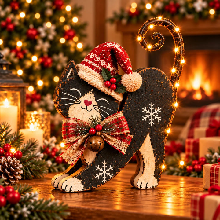 Tinsel & Whiskers – Vintage-Style Lighted Tail Christmas Cat