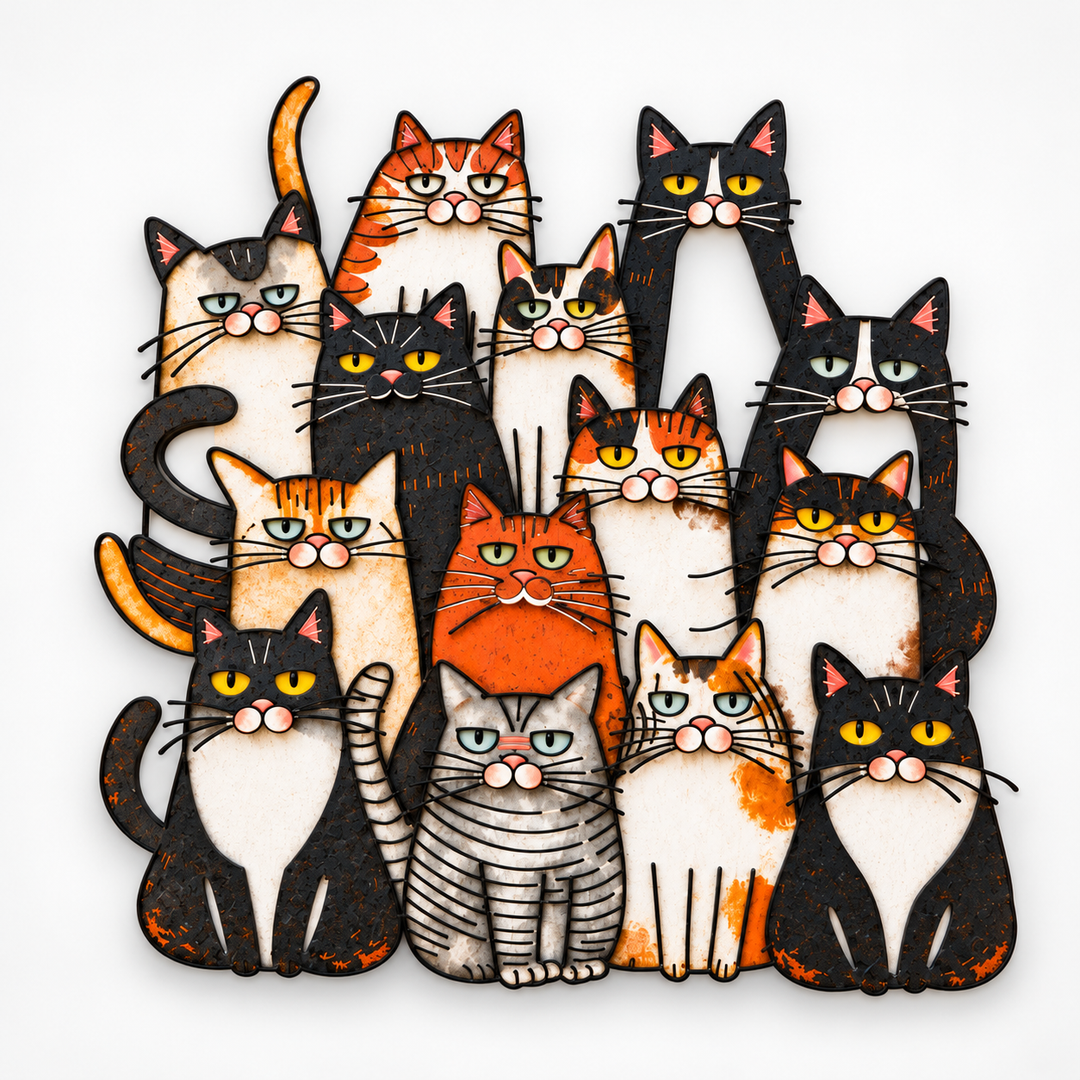 Catkins – Expressive Cat Metal Wall Art