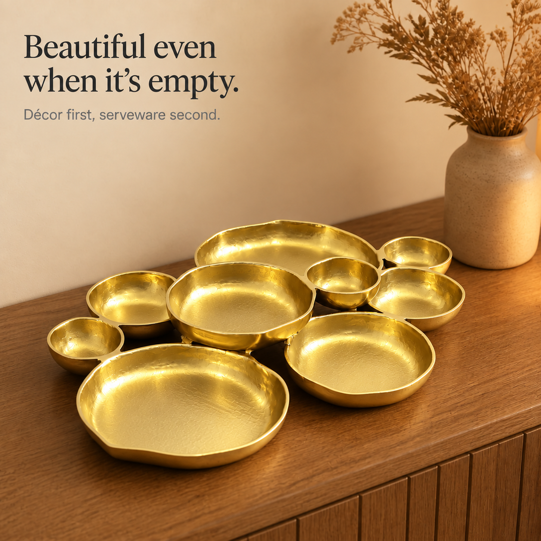 Clusterware – Nine-Bowl Clustered Metal Serving Tray