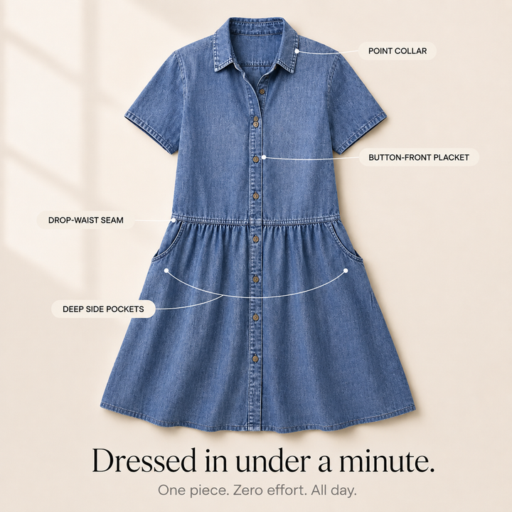 Everly – Shirt Dress with Pockets A-Line Midi Button Front