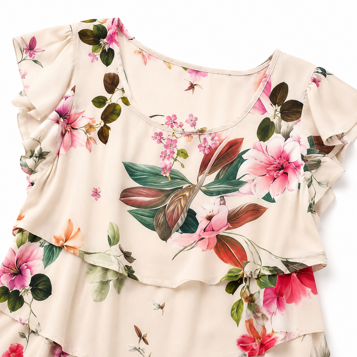 Cascalia – Tiered Floral Cascade Midi Dress