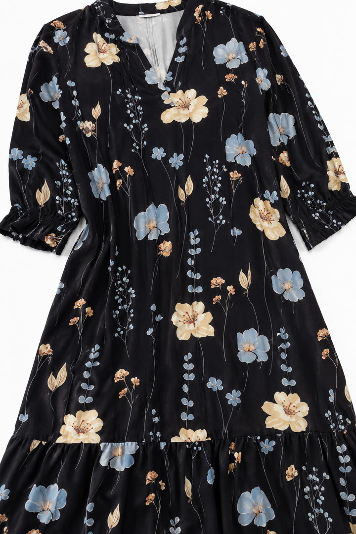 Wearbella – Lapel Collar Floral Maxi Shift Dress