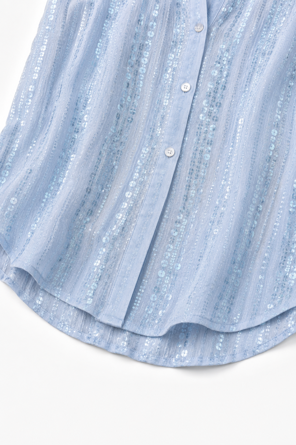 Luxelia – Sequin-Stripe Long Sleeve Button