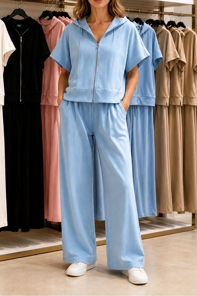 Weekendly – Wide-Leg Hoodie And Pants Lounge Set
