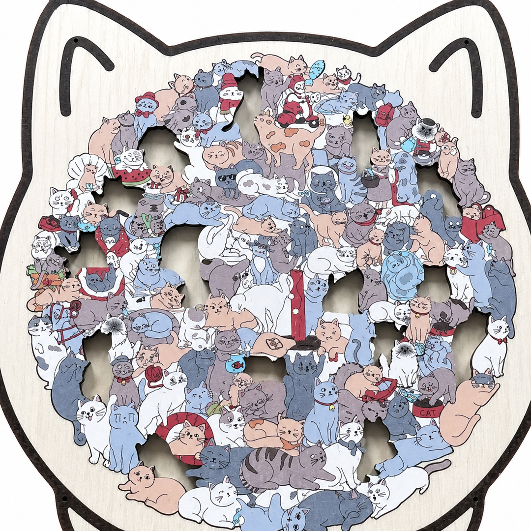 Purrzzle – 135-Piece Cat-Shaped Wooden Jigsaw Puzzle
