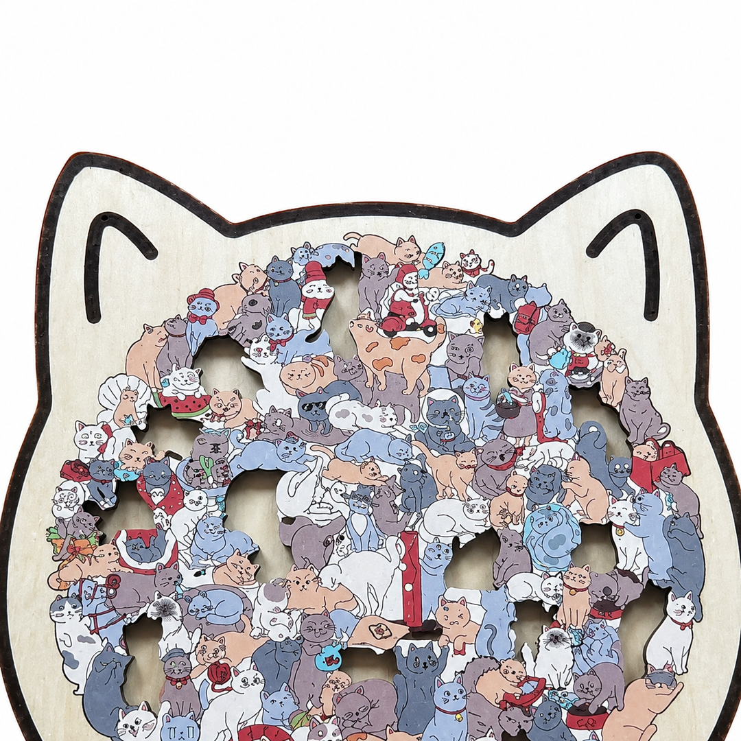 Purrzzle – 135-Piece Cat-Shaped Wooden Jigsaw Puzzle