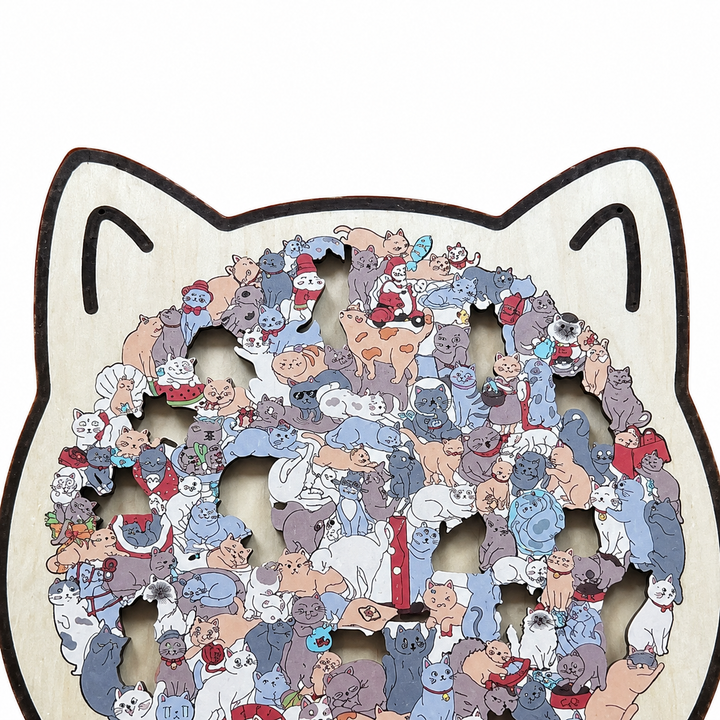 Purrzzle – 135-Piece Cat-Shaped Wooden Jigsaw Puzzle