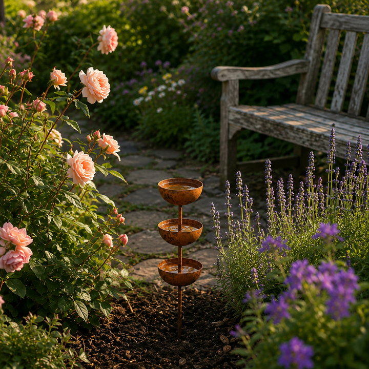 Birdwell™ – Rustic Copper Bird Bath Garden Stake