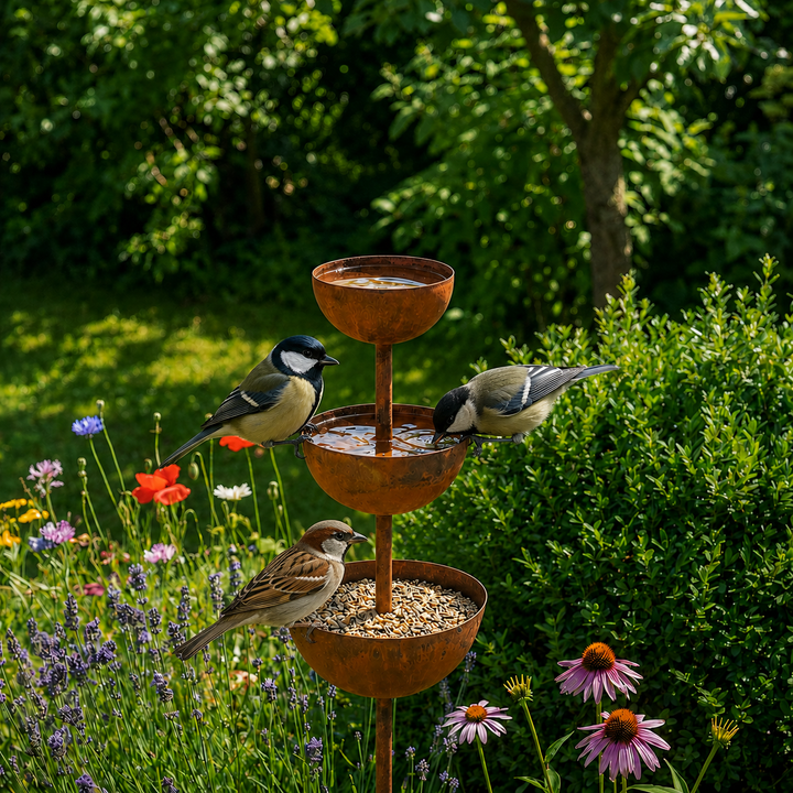 Birdwell – Rustic Copper Bird Bath Garden Stake