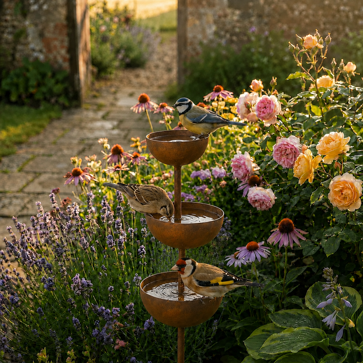 Birdwell – Rustic Copper Bird Bath Garden Stake
