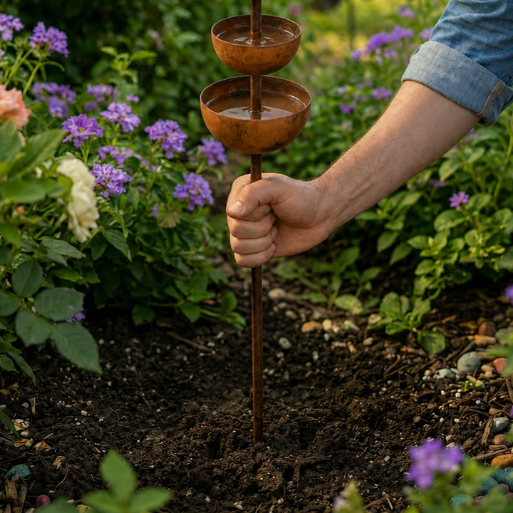 Birdwell – Rustic Copper Bird Bath Garden Stake