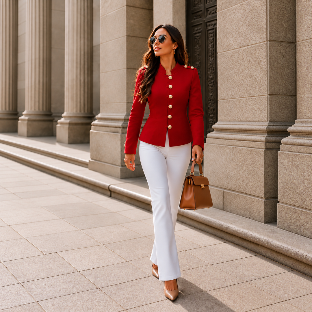 Wearbella – Gold Button Tailored Military Blazer