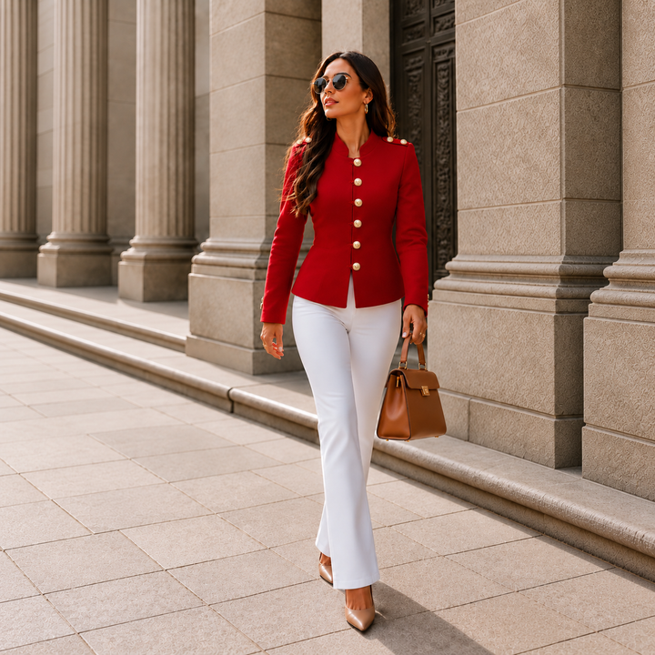 Wearbella – Gold Button Tailored Military Blazer