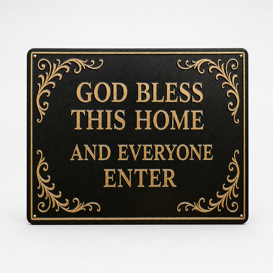Graceborne – Embossed Scroll Metal Blessing Sign
