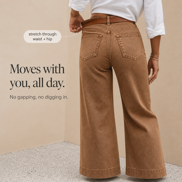 Longline Denim Look – High-Rise Wide-Leg Vintage Wash Jeans