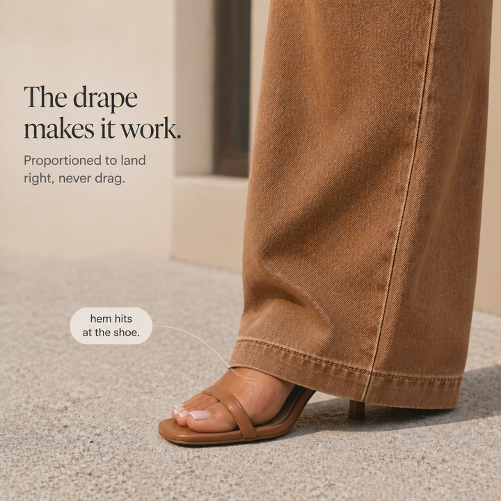 Longline Denim Look – High-Rise Wide-Leg Vintage Wash Jeans