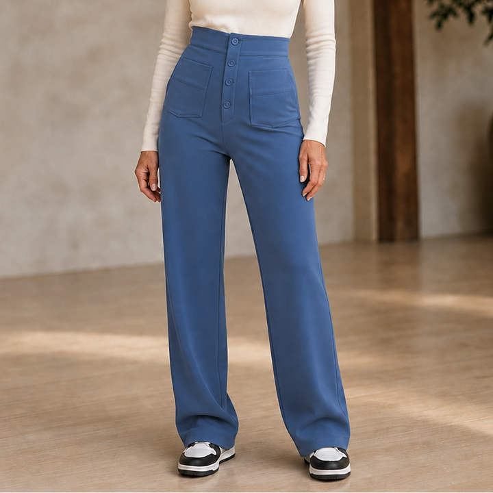 Reliefwear – High-Waist Faux-Button Stretch Pull-On Pants
