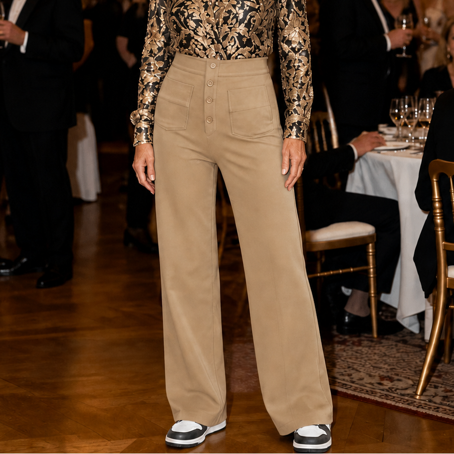 Reliefwear – High-Waist Faux-Button Stretch Pull-On Pants