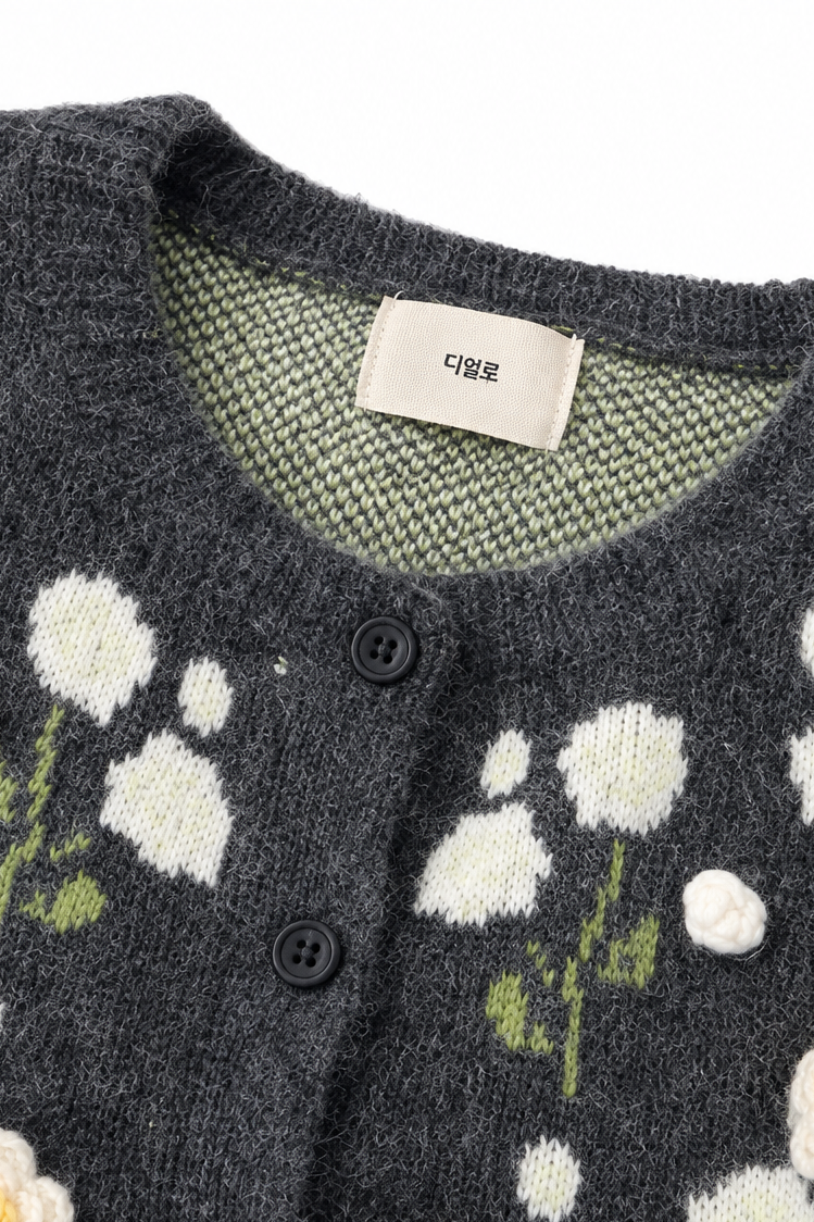Meadowlin – Floral Knit Open-Front Cardigan