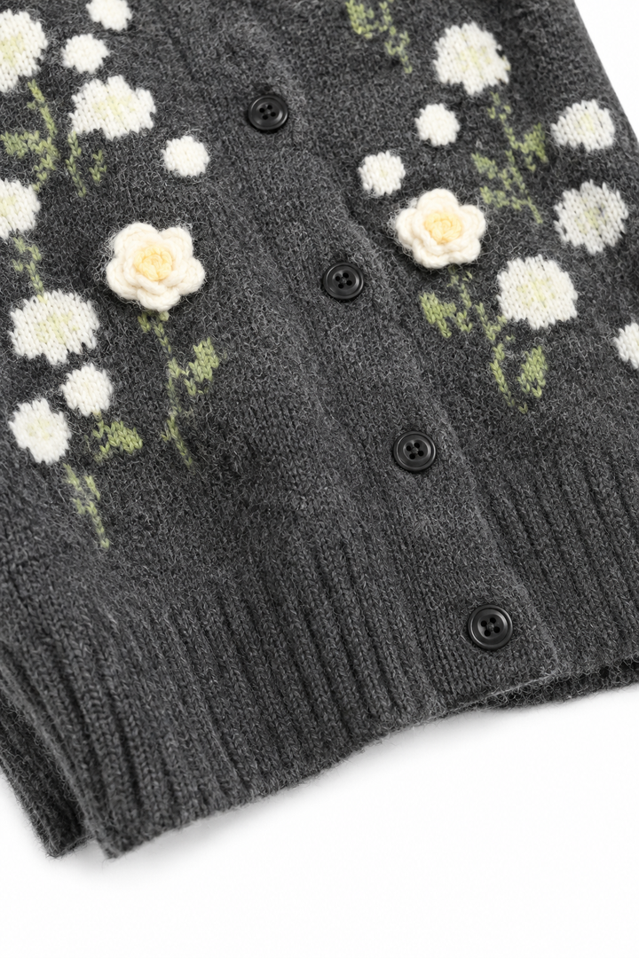 Meadowlin – Floral Knit Open-Front Cardigan