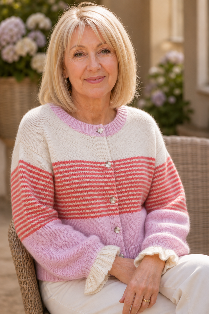 Warmweave – Color-Block Striped Open-Front Knit Cardigan