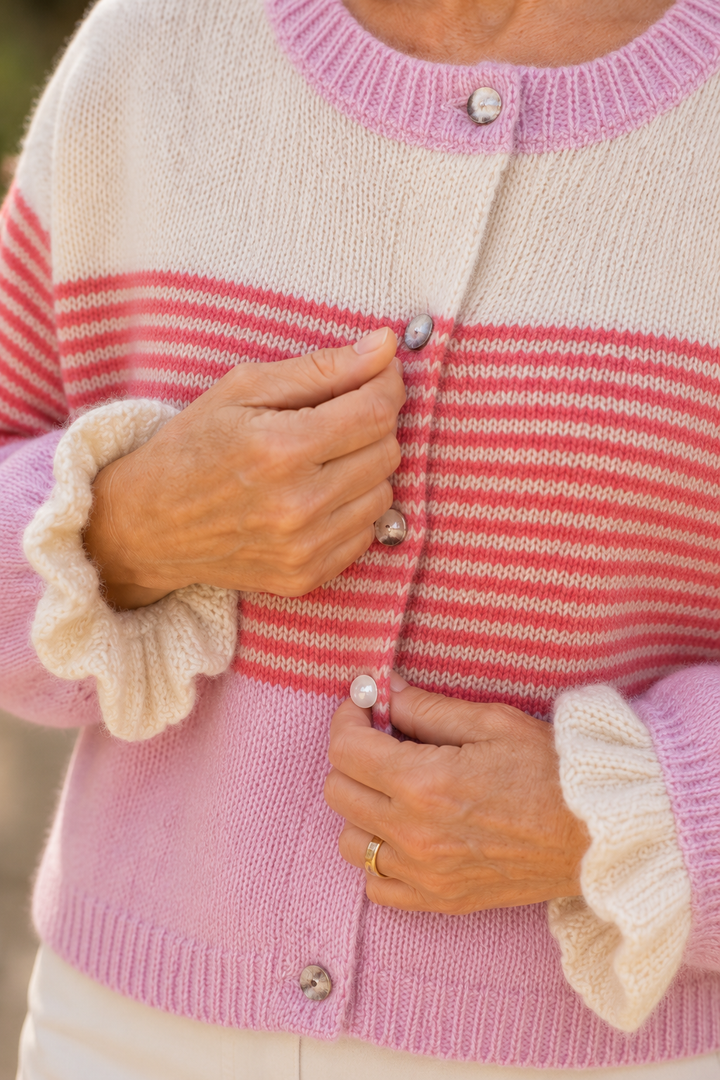 Warmweave – Color-Block Striped Open-Front Knit Cardigan