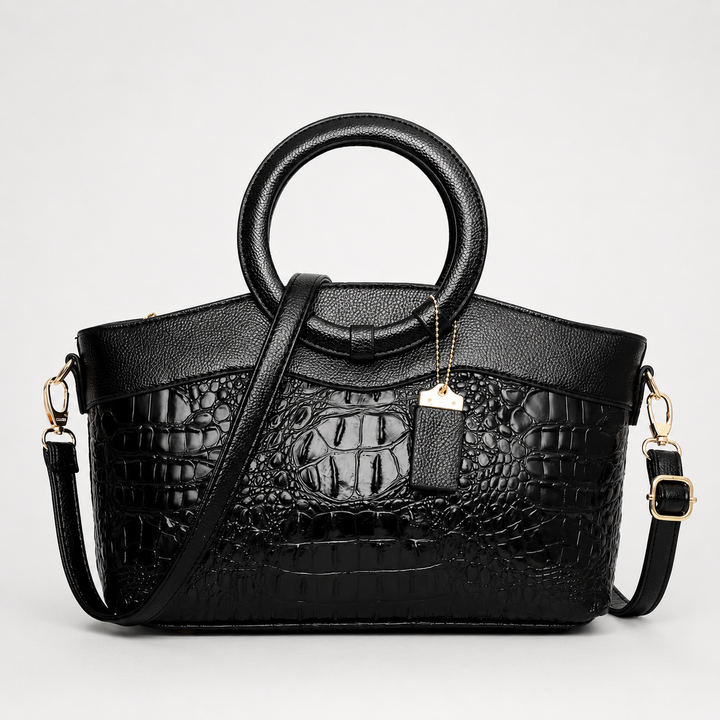 Ladrienne – Croc-Embossed Round Handle Convertible Tote