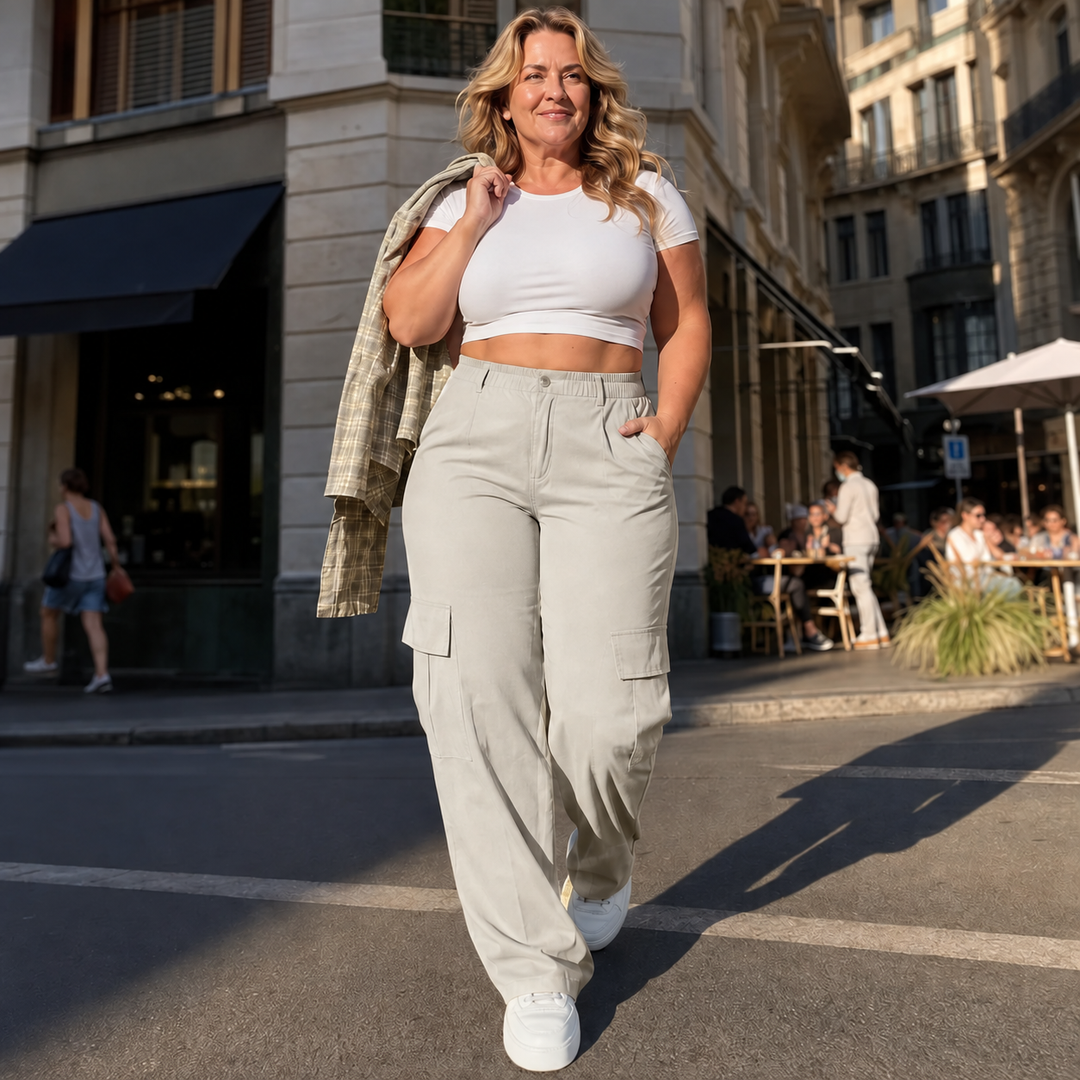 Waistline – High-Waisted Straight-Leg Cargo Pants