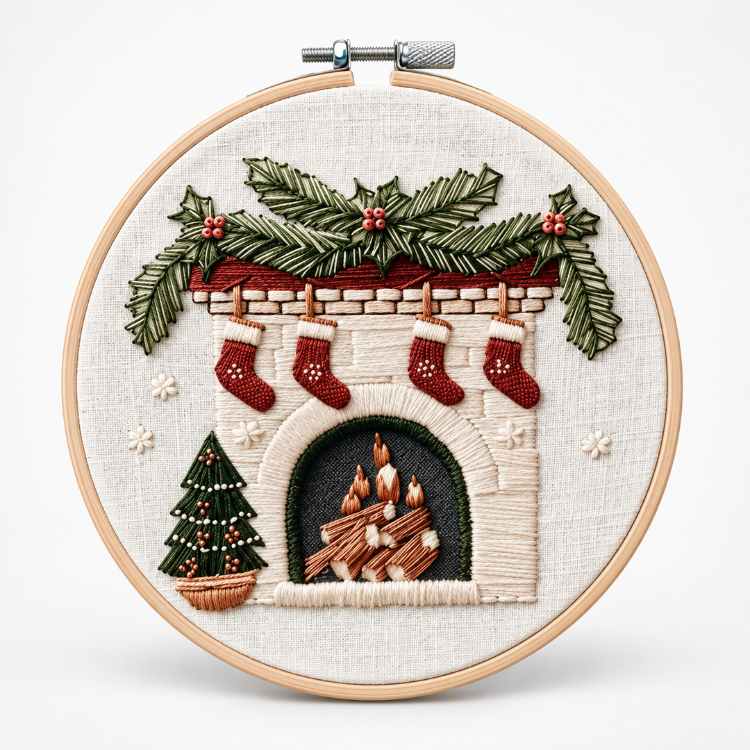Snowglow – Pre-Printed Snowy Village Embroidery Kit