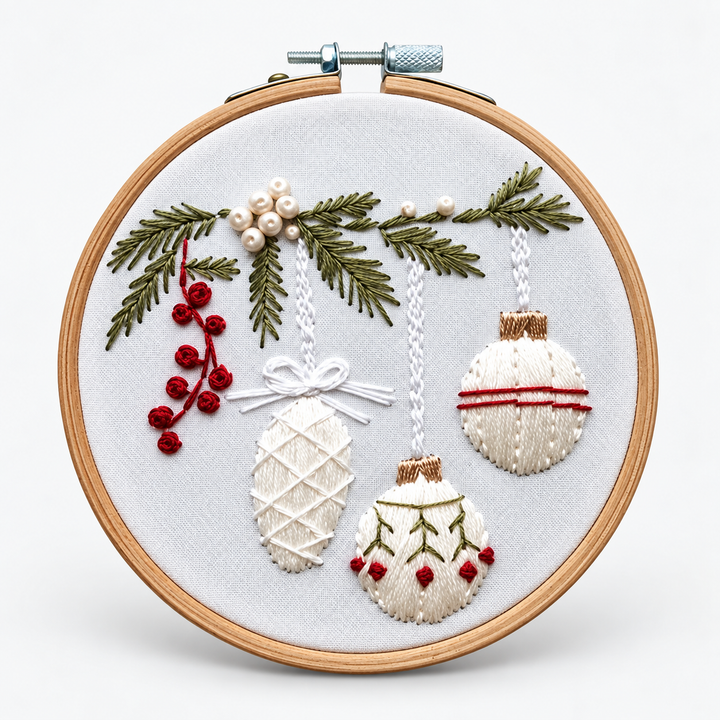 Snowglow – Pre-Printed Snowy Village Embroidery Kit