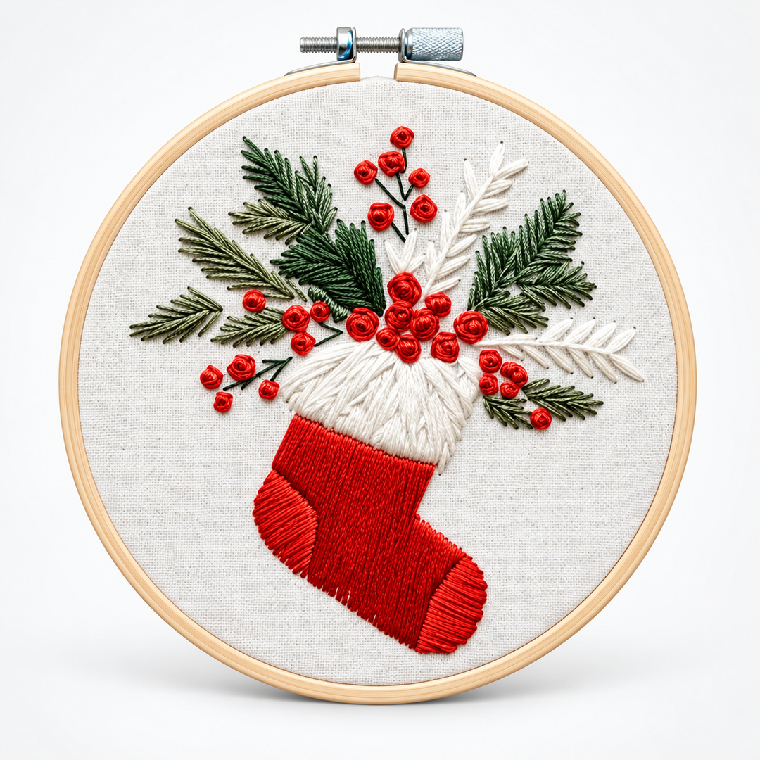 Snowglow – Pre-Printed Snowy Village Embroidery Kit