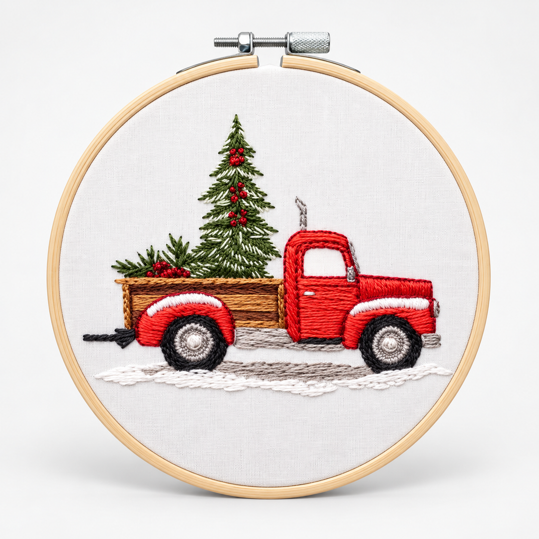 Snowglow – Pre-Printed Snowy Village Embroidery Kit