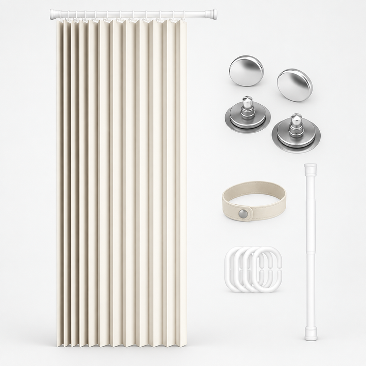 Foldura – No-Drill Magnetic Accordion Door Curtain