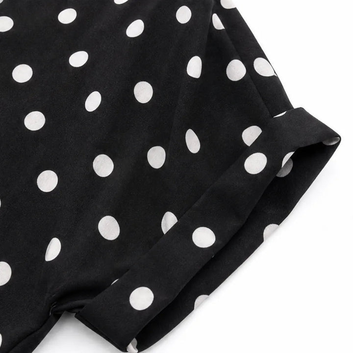 Soléa – Polka Dot Blouse and Shorts Set, Soft Drape, Summer Two Piece