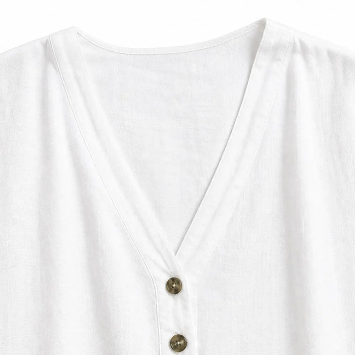Soléne – Oversized V-Neck Linen-Look Tunic Dress, Breezy Summer Cover-Up