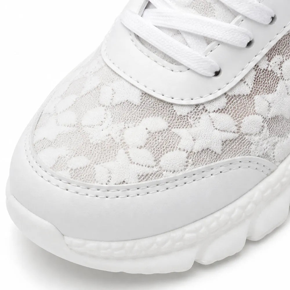 Stelline – Star Mesh Platform Sneakers for Women, Breathable White Lace
