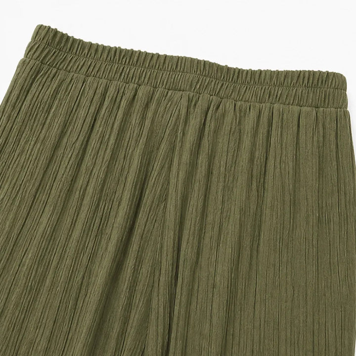 Velora – Ribbed Wide-Leg Capri Pants with Drawstring Waist & Side Slit, Plus Size 1XL–5XL