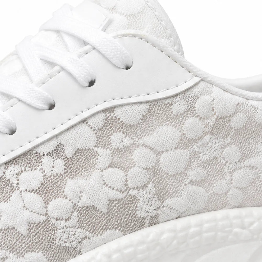 Stelline – Star Mesh Platform Sneakers for Women, Breathable White Lace