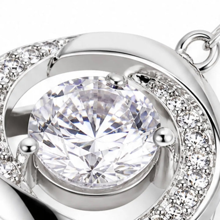 Lunavia – Floating Stone Silver Necklace with Pavé Halo