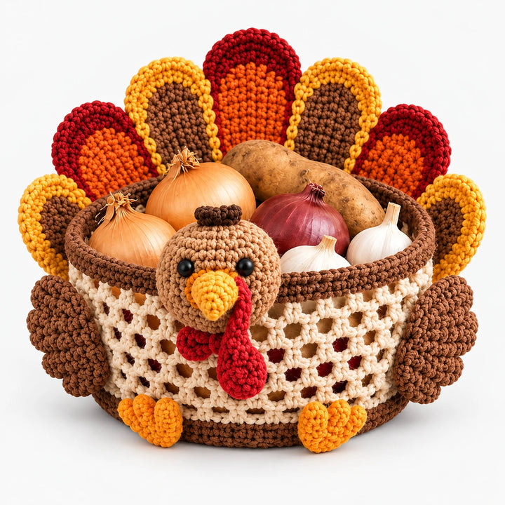 Harvest & Hue – Turkey-Shaped Crochet Basket Kit