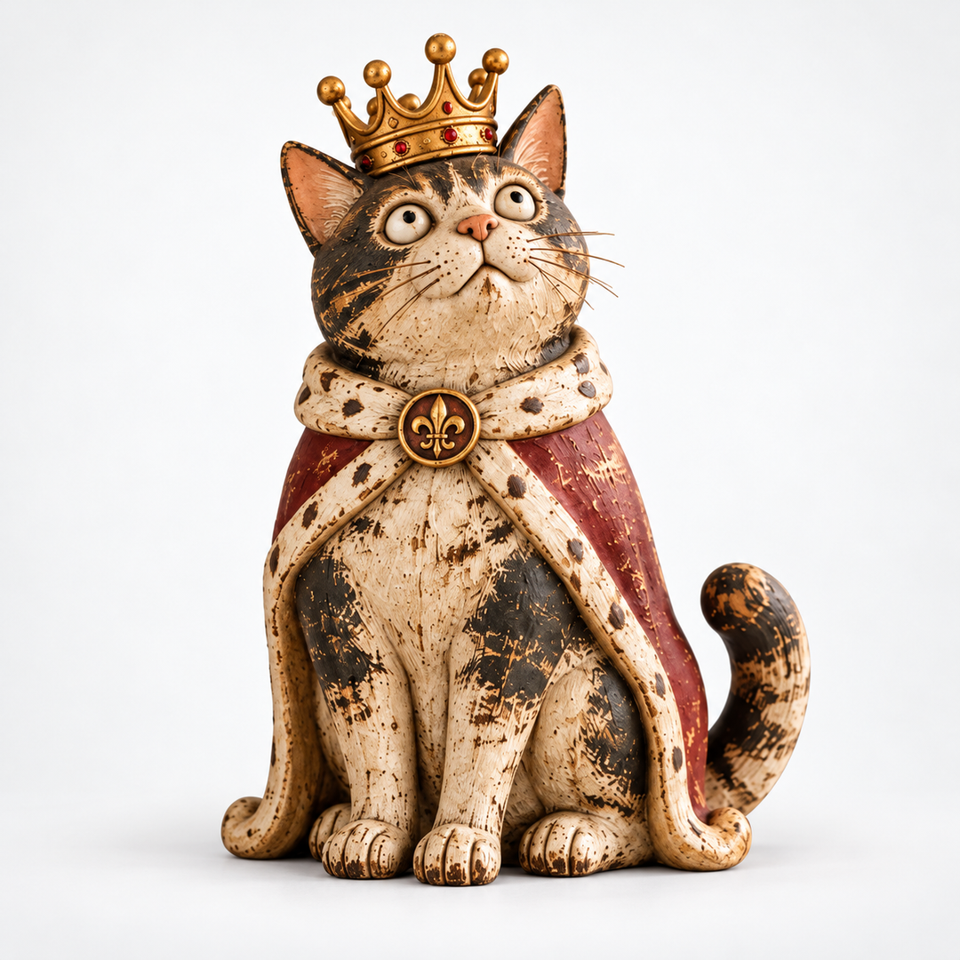 Courtly Cats – Candle-Holding Cat Monk Figurine