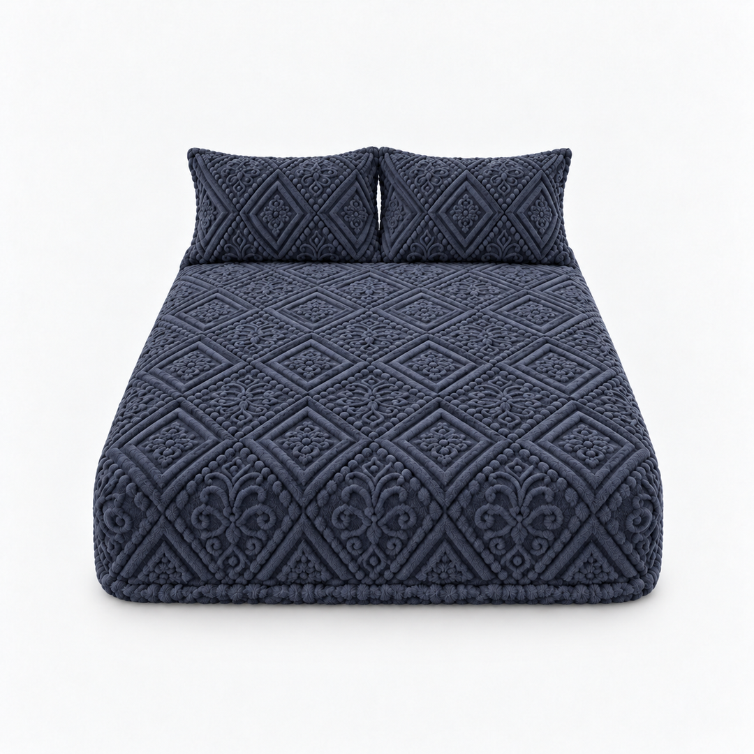 Damask Haven – Raised Damask Plush Fitted Sheet