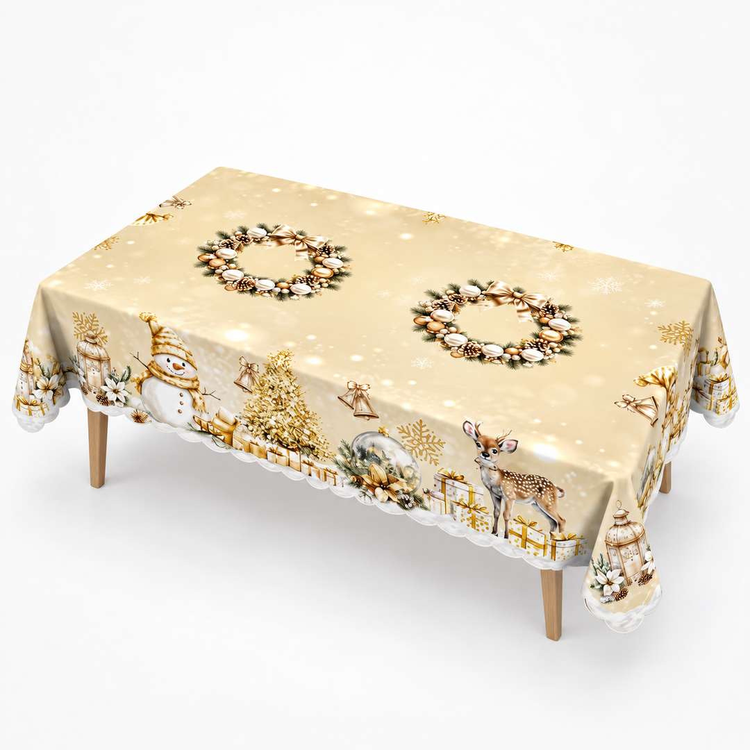 Holly & Hearth – Red Bow Printed Christmas Tablecloth