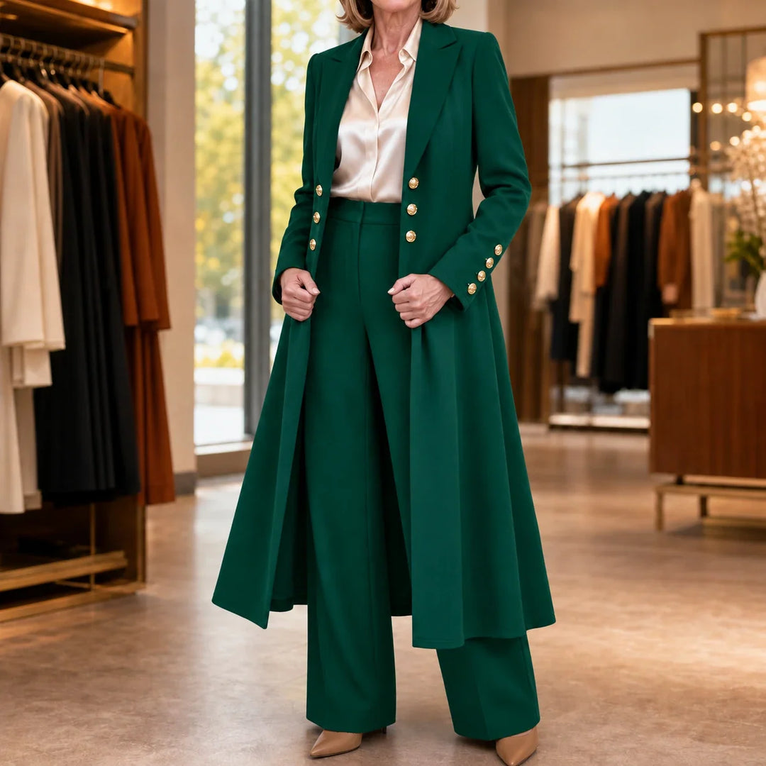 Elowen – Double-Breasted Longline Coat And Trouser Suit