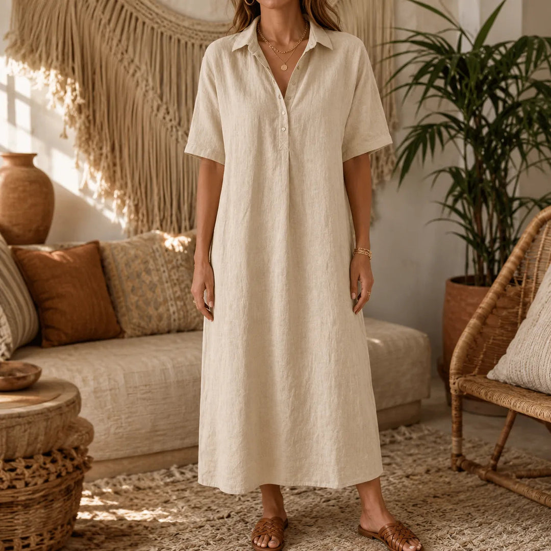 Lunavia – Women's Oversized Midi Shirt Dress